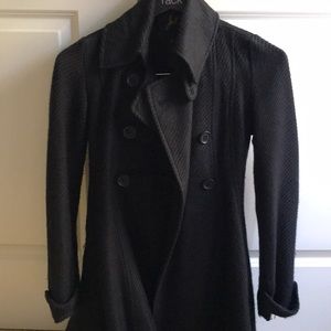 Jack knit tie waist black lapel coat